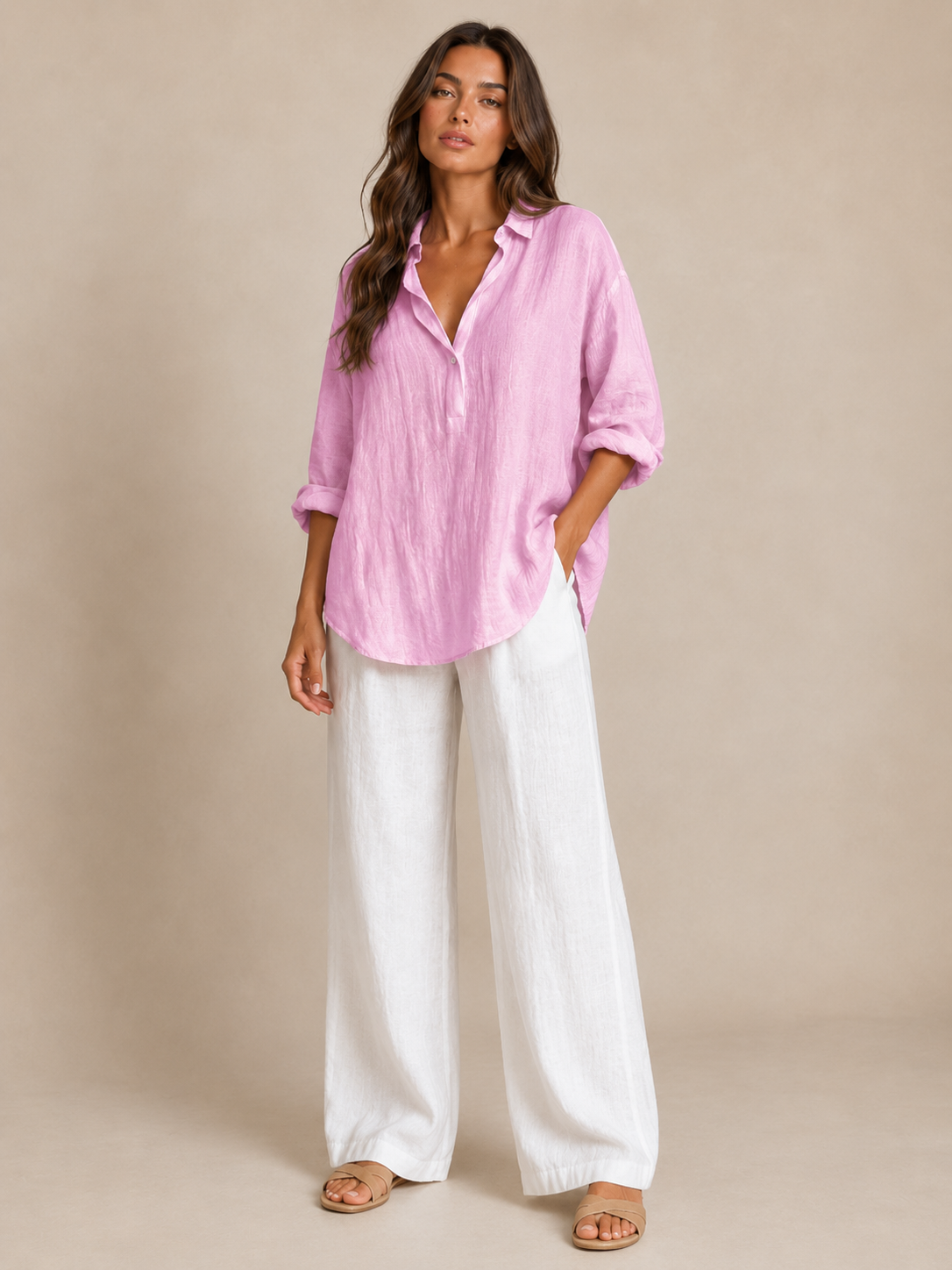 Celia Open-Collar Blouse - Clara & Vivian