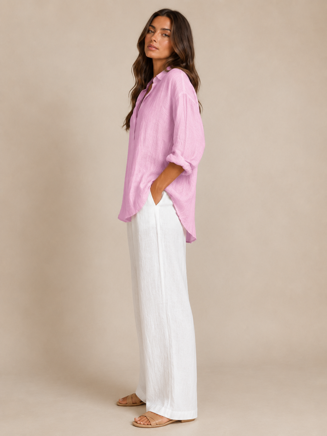 Celia Open-Collar Blouse - Clara & Vivian