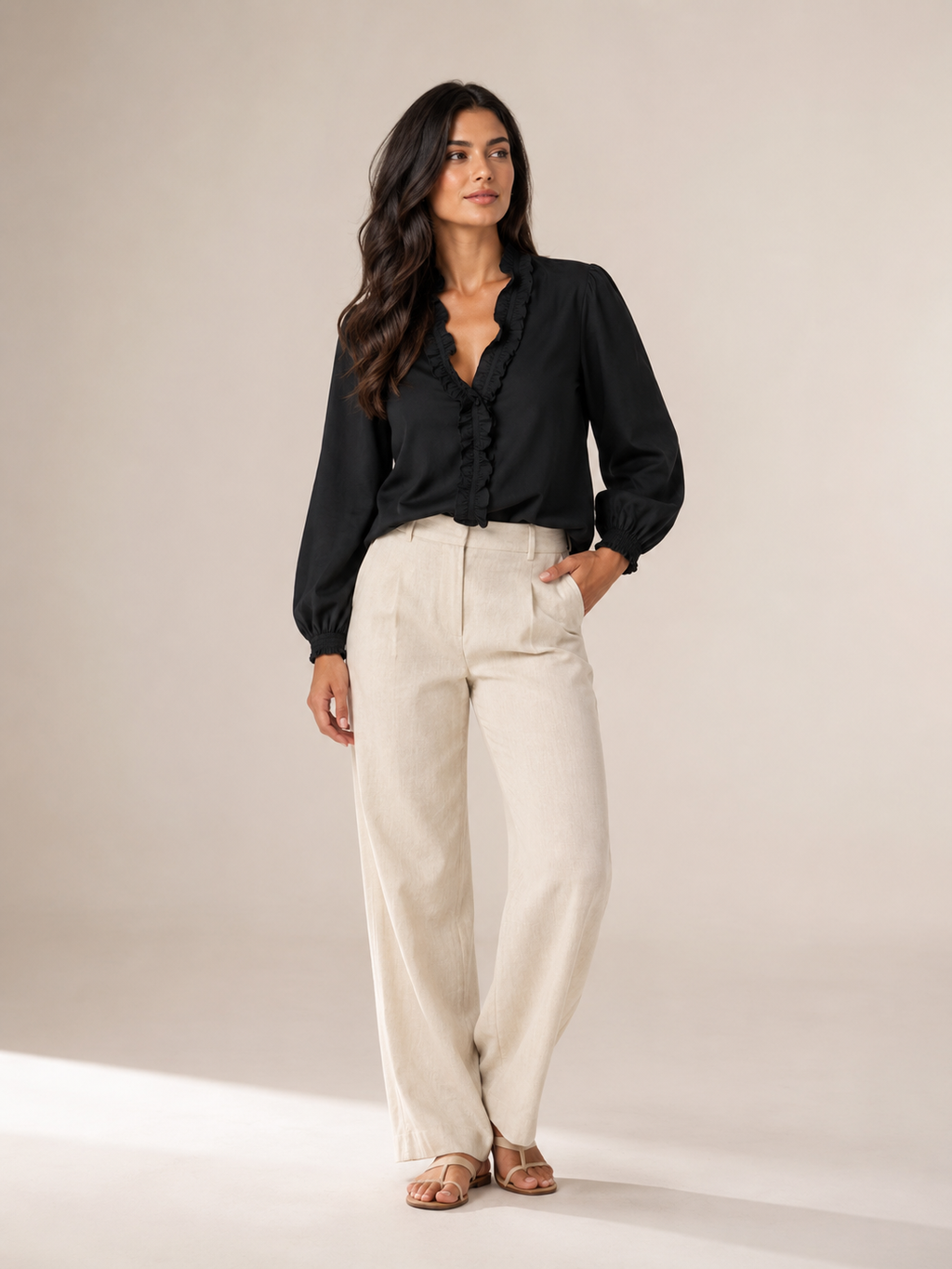 Annabelle Ruffle-Neck Blouse - Clara & Vivian