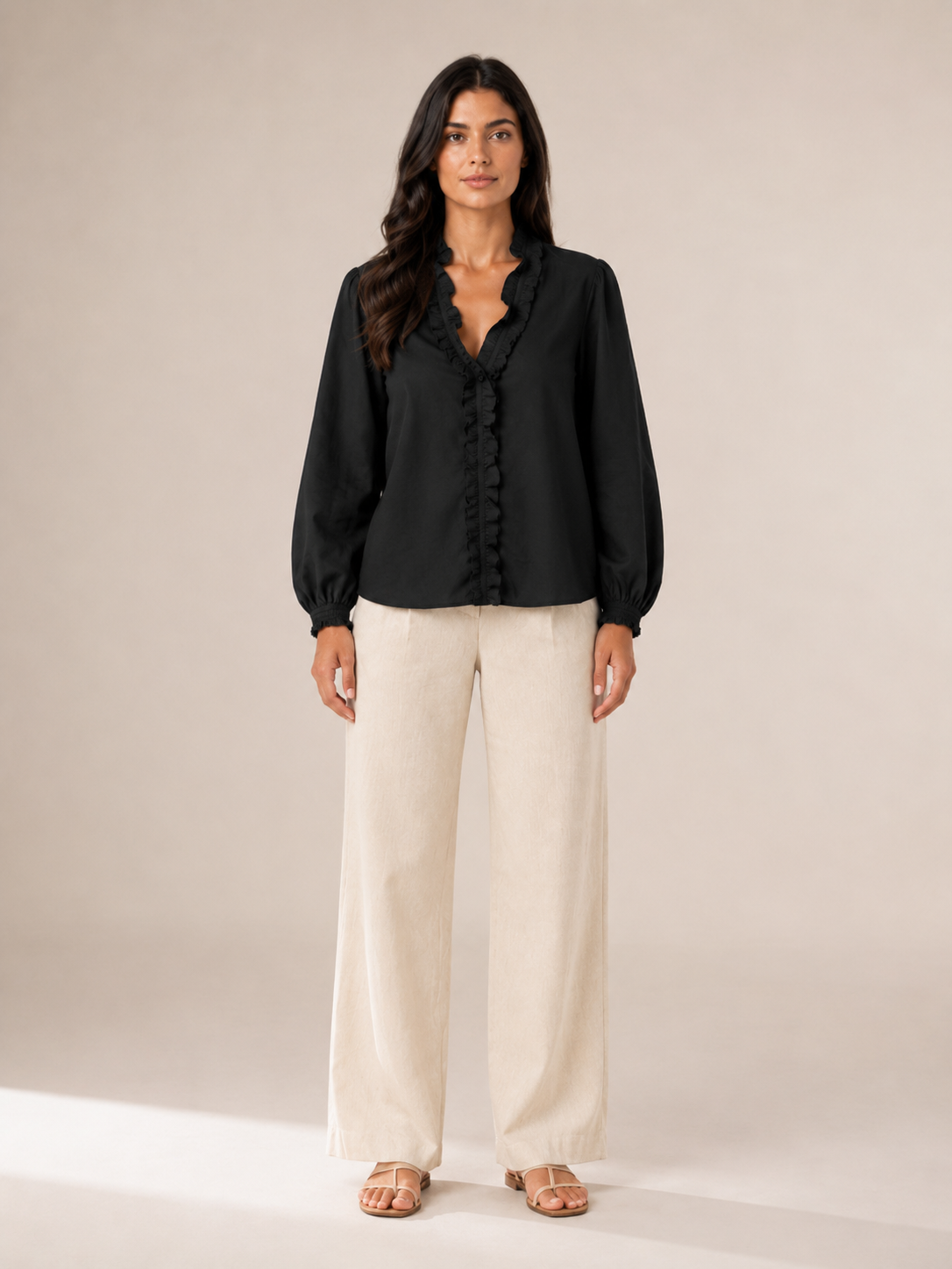 Annabelle Ruffle-Neck Blouse - Clara & Vivian