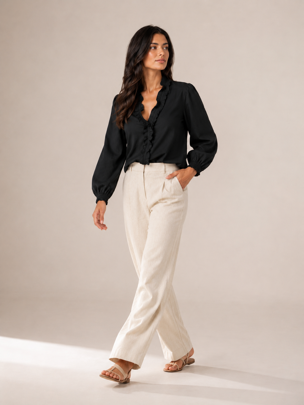 Annabelle Ruffle-Neck Blouse - Clara & Vivian