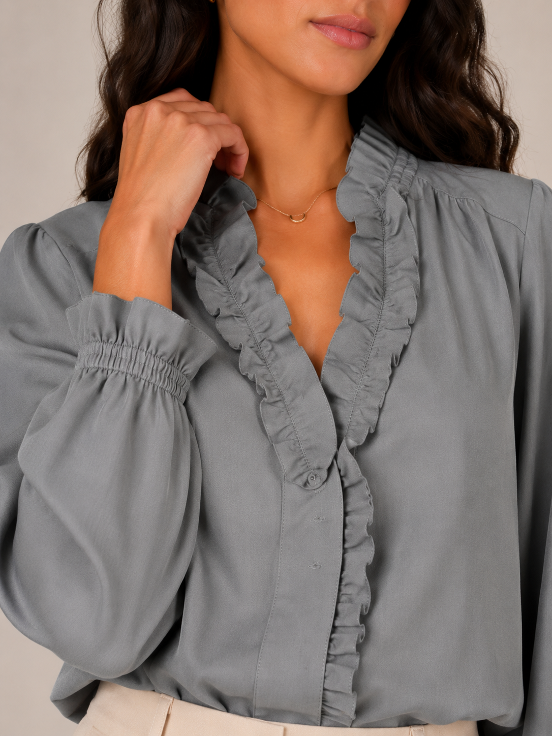 Annabelle Ruffle-Neck Blouse - Clara & Vivian
