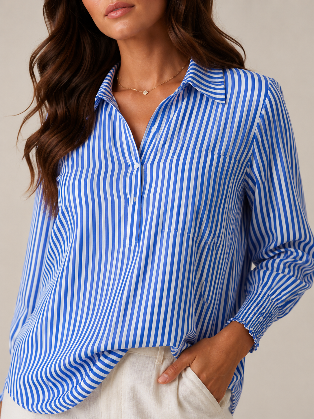 Catherine Timeless Stripe Shirt - Clara & Vivian