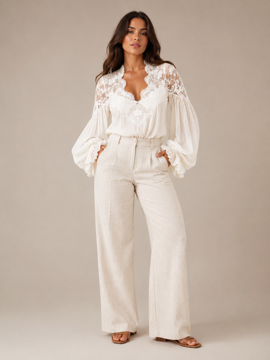 Rosalind Lace-Yoke Blouse - Clara & Vivian