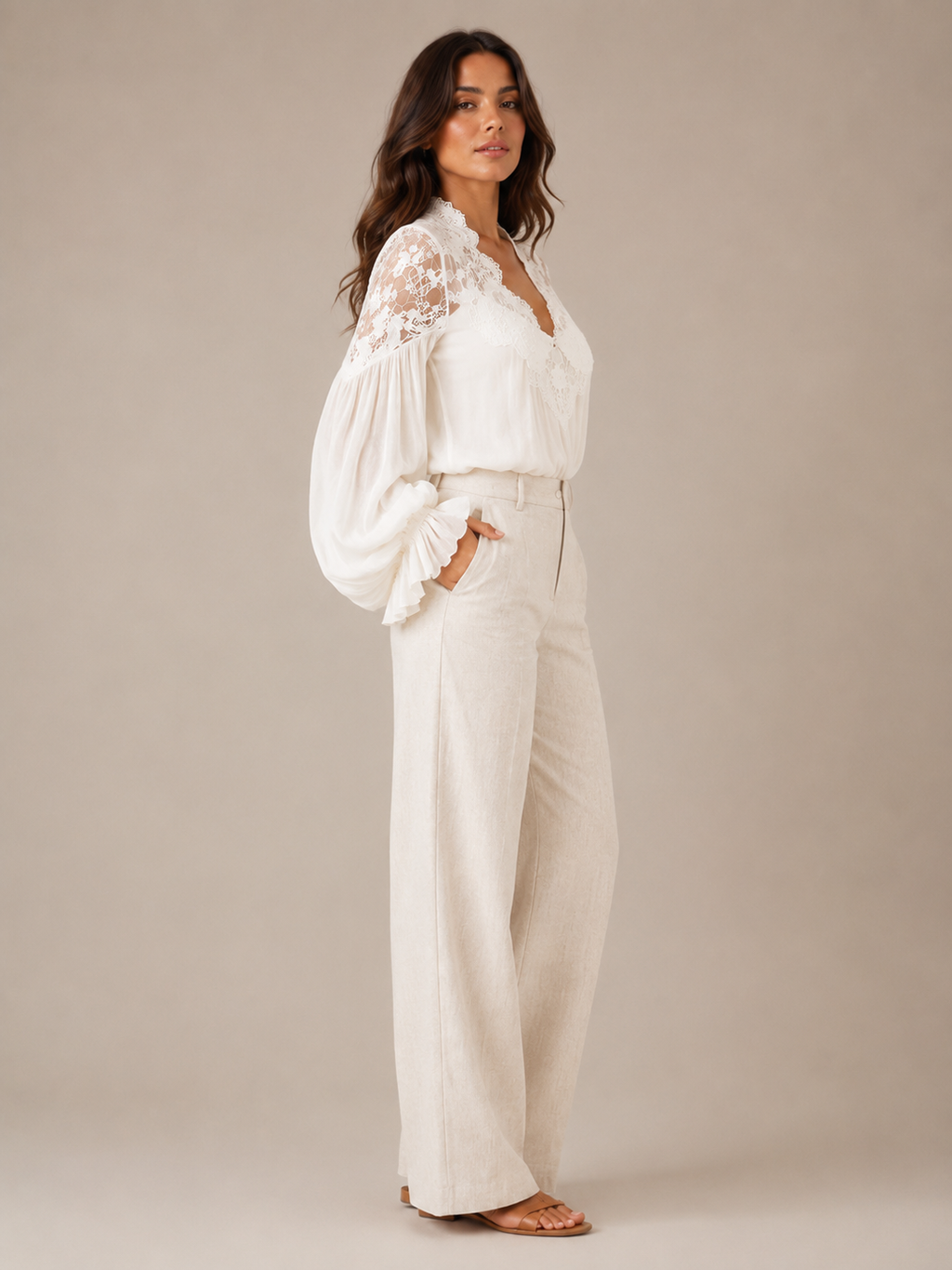 Rosalind Lace-Yoke Blouse - Clara & Vivian