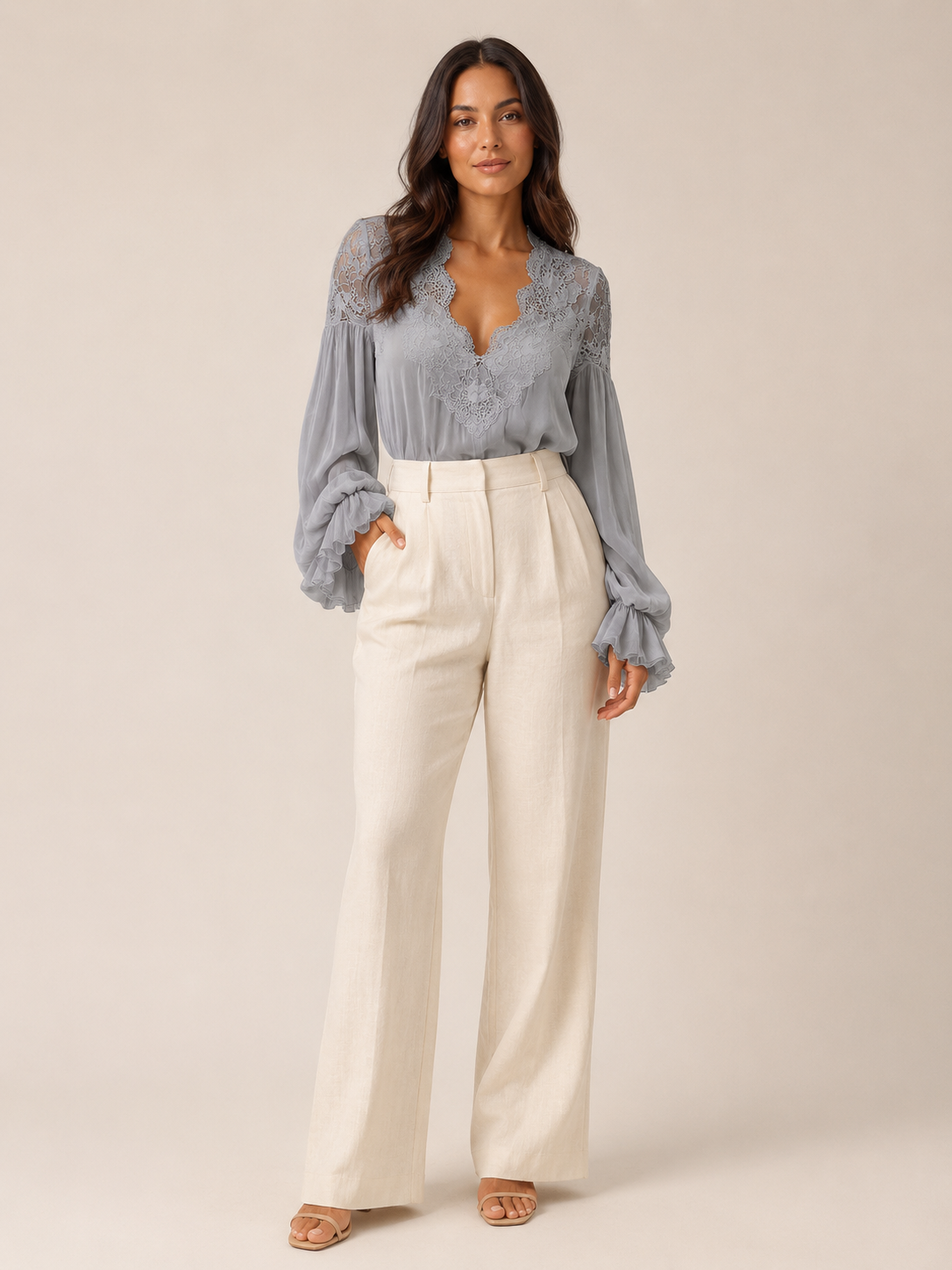 Rosalind Lace-Yoke Blouse - Clara & Vivian
