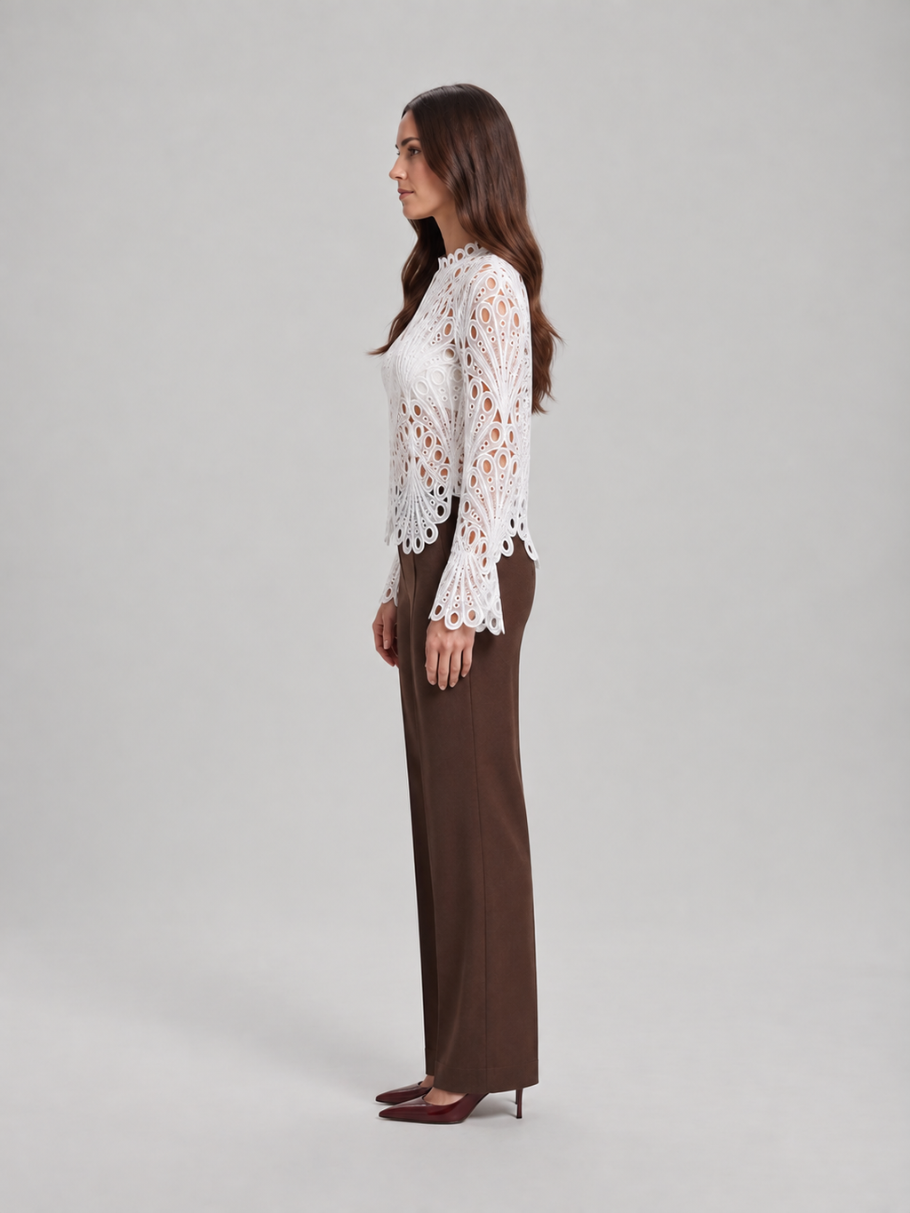 Adeline Scalloped Lace Blouse - Clara & Vivian