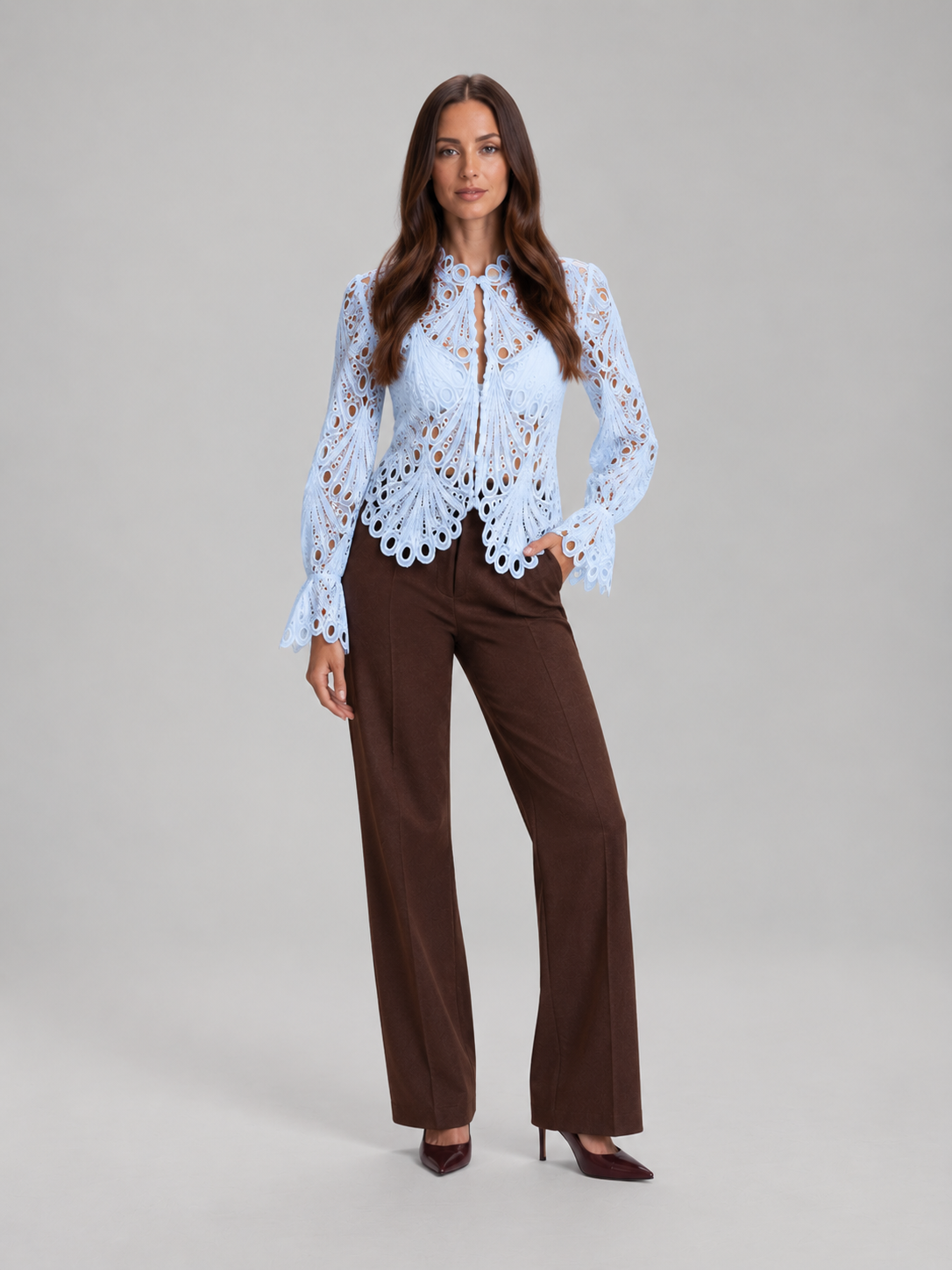 Adeline Scalloped Lace Blouse - Clara & Vivian