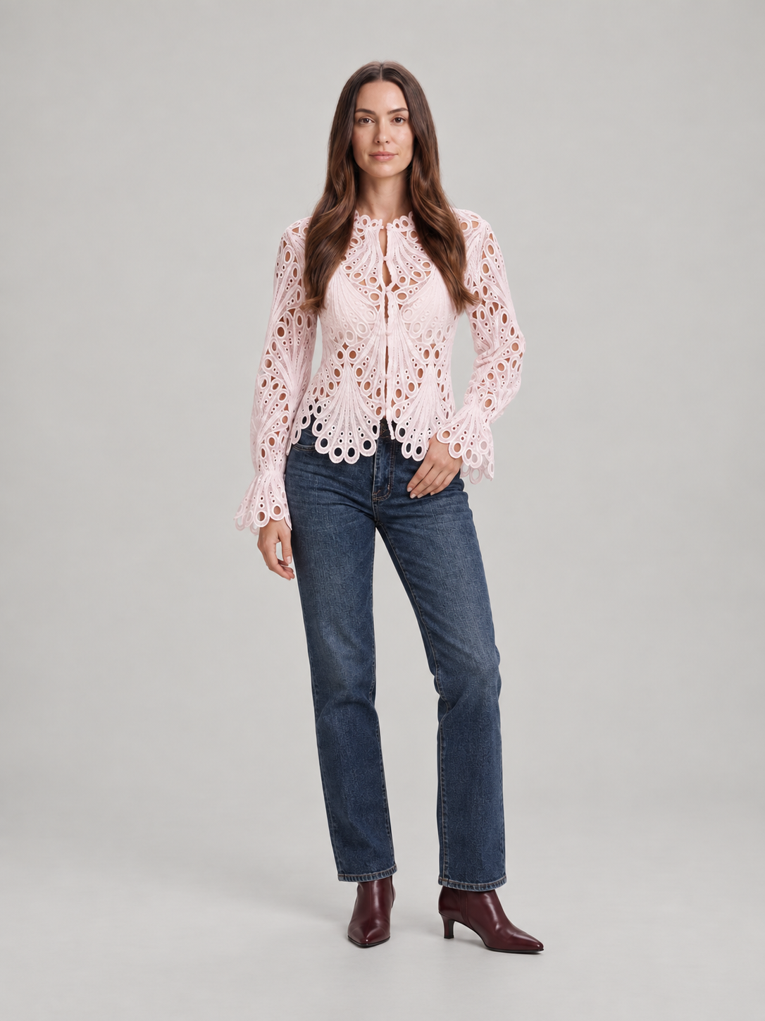 Adeline Scalloped Lace Blouse - Clara & Vivian