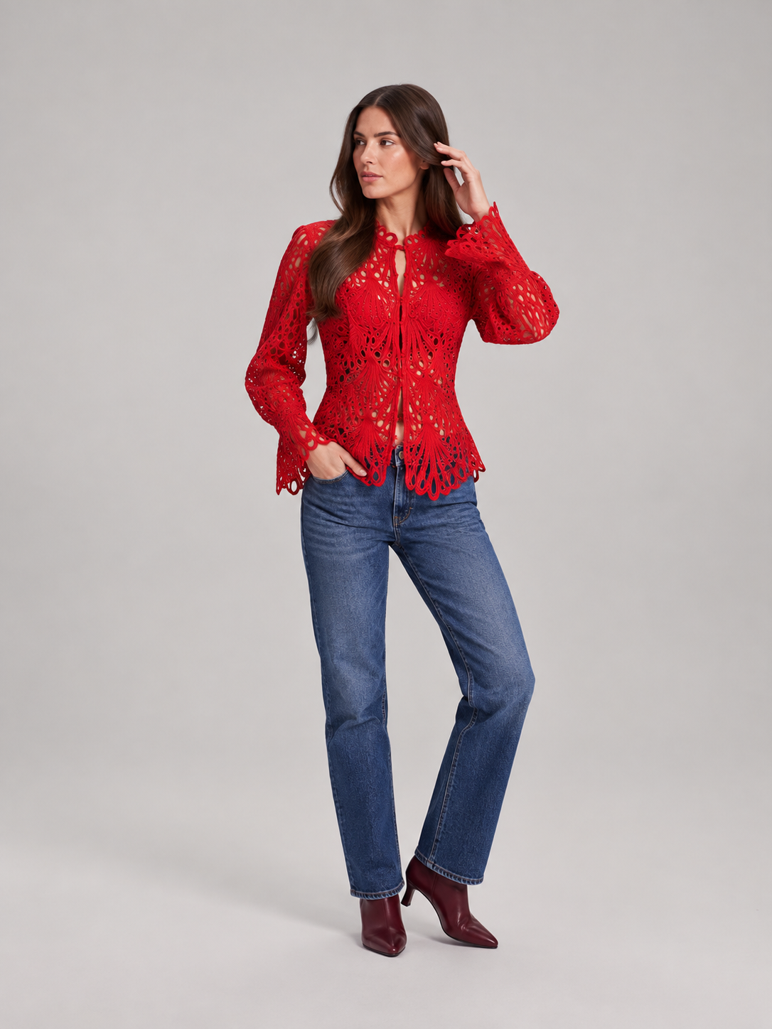 Adeline Scalloped Lace Blouse - Clara & Vivian