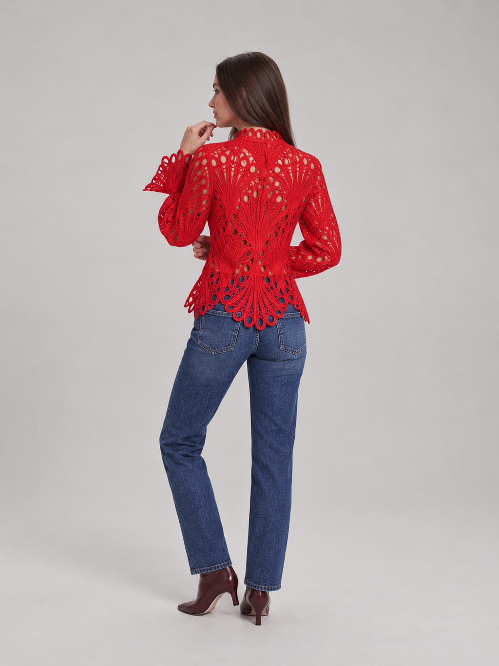 Adeline Scalloped Lace Blouse - Clara & Vivian