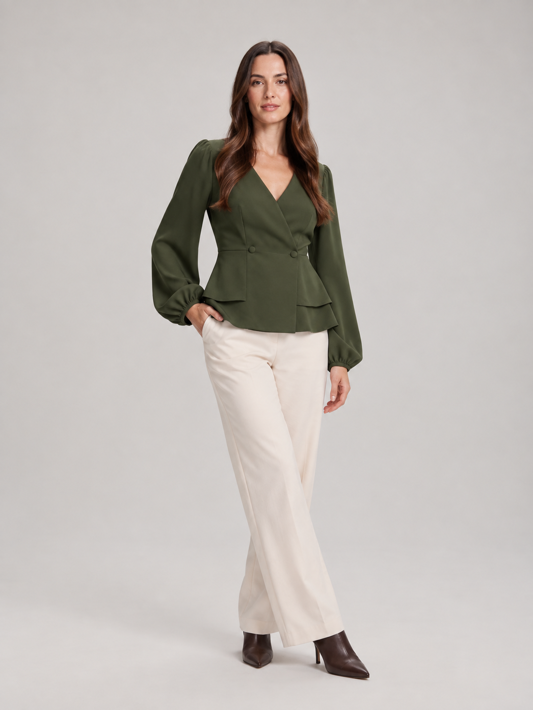Elizabeth Wrap Peplum Blouse - Clara & Vivian
