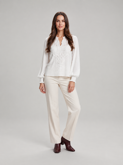 Audrey Lace-Panel Blouse - Clara & Vivian