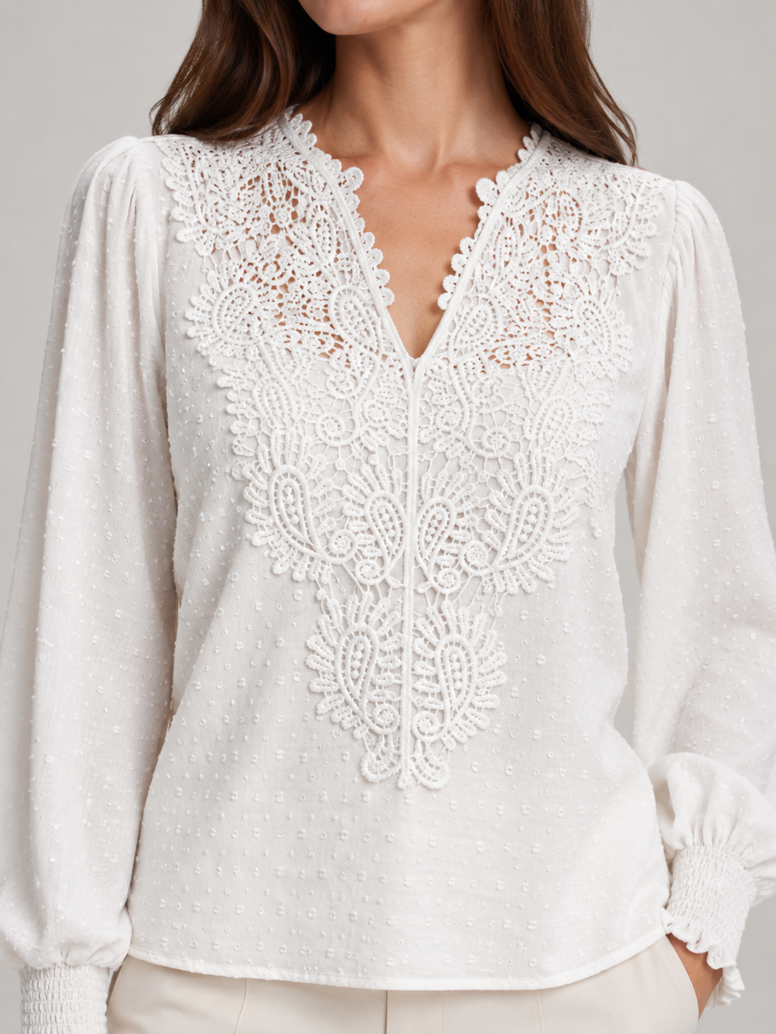 Audrey Lace-Panel Blouse - Clara & Vivian