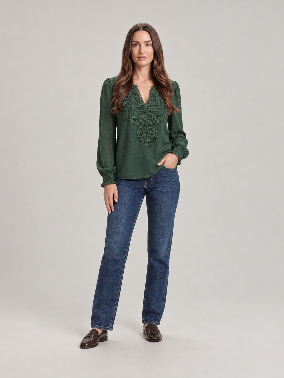 Audrey Lace-Panel Blouse - Clara & Vivian