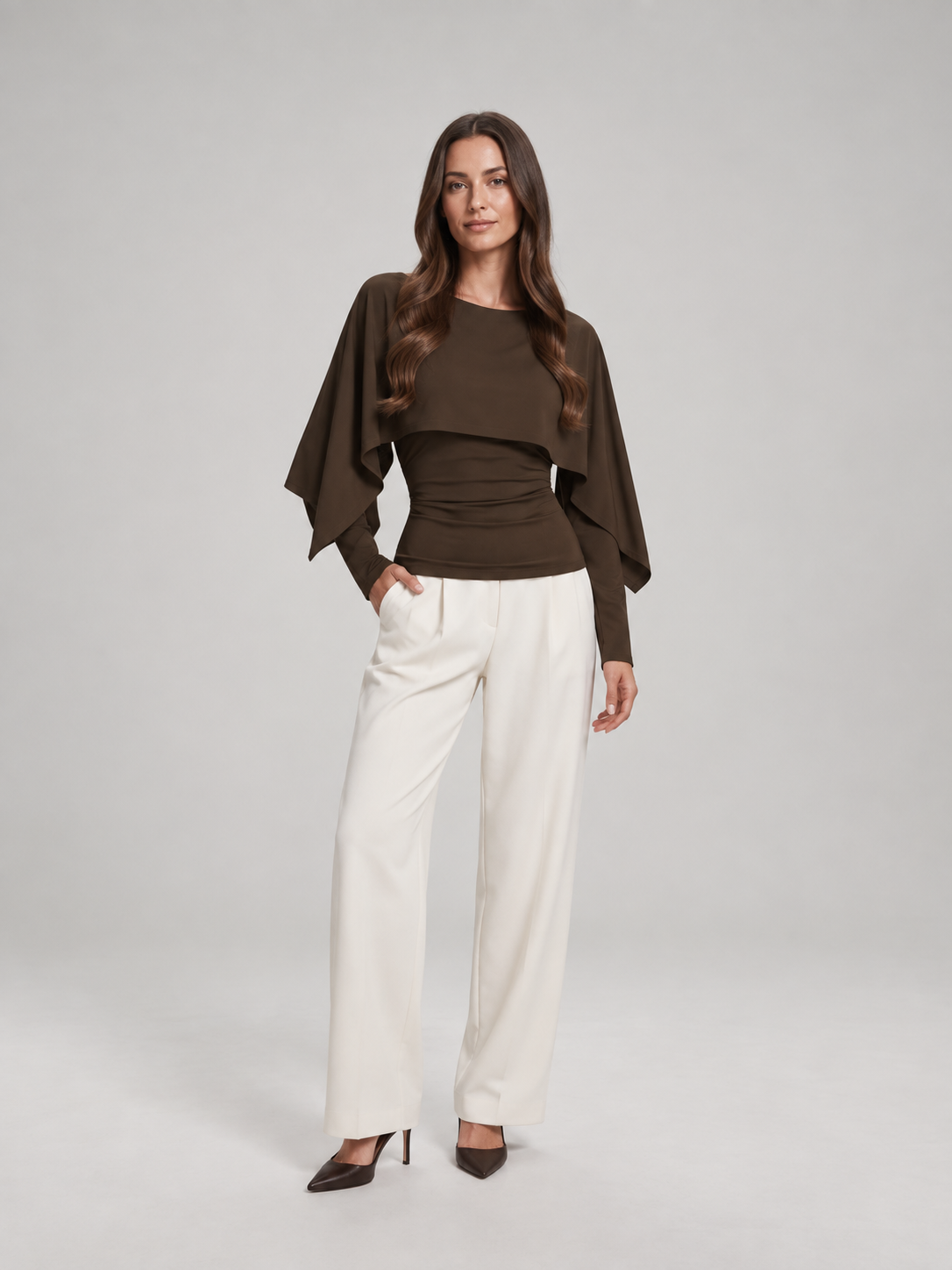 Daphne Cape-Sleeve Top - Clara & Vivian