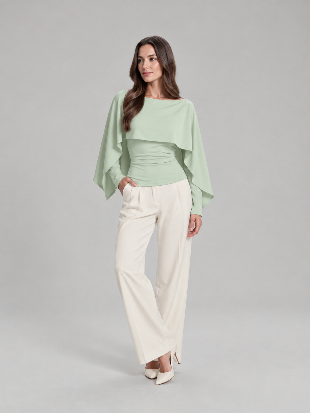 Daphne Cape-Sleeve Top - Clara & Vivian