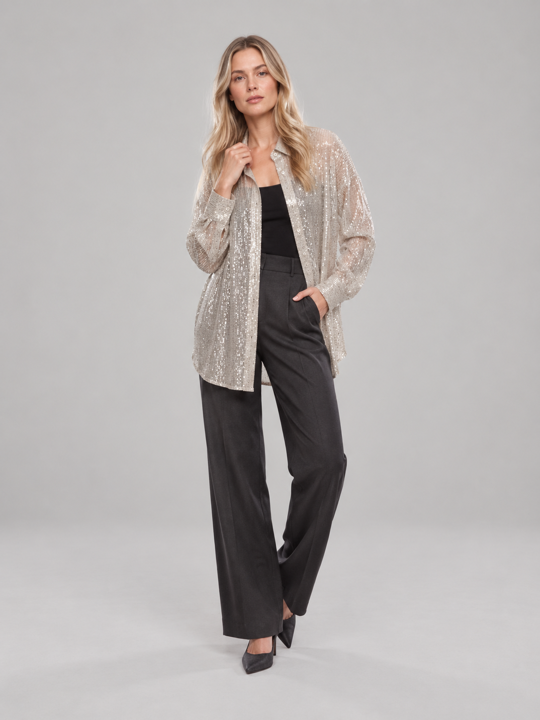 Estelle Evening Sequin Shirt - Clara & Vivian