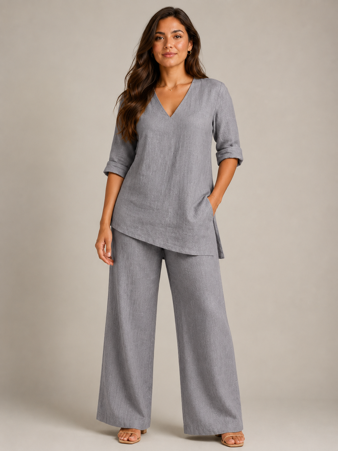 Set met tuniek en wijde broek voor dames – Ukamaka