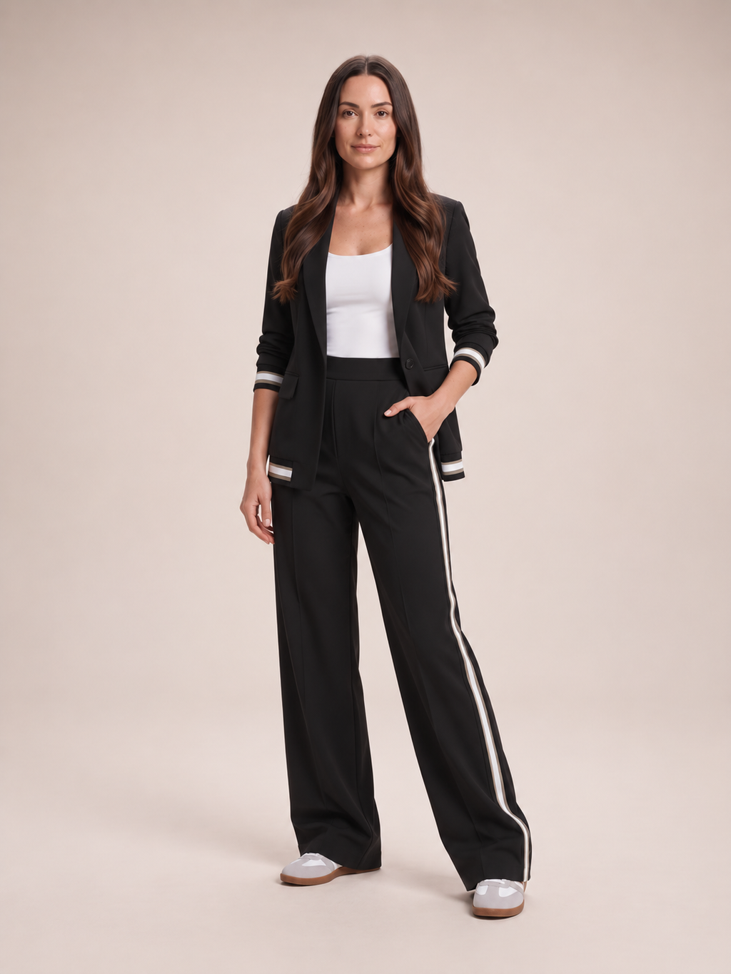 Blazerpak met contrastbiezen voor dames – Selina