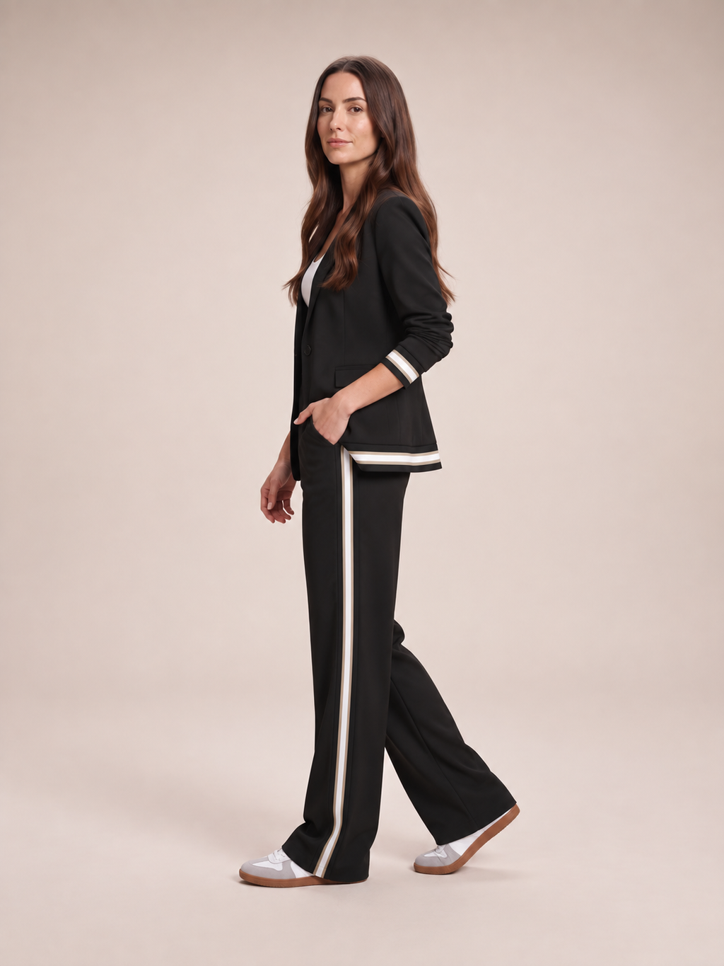 Blazerpak met contrastbiezen voor dames – Selina