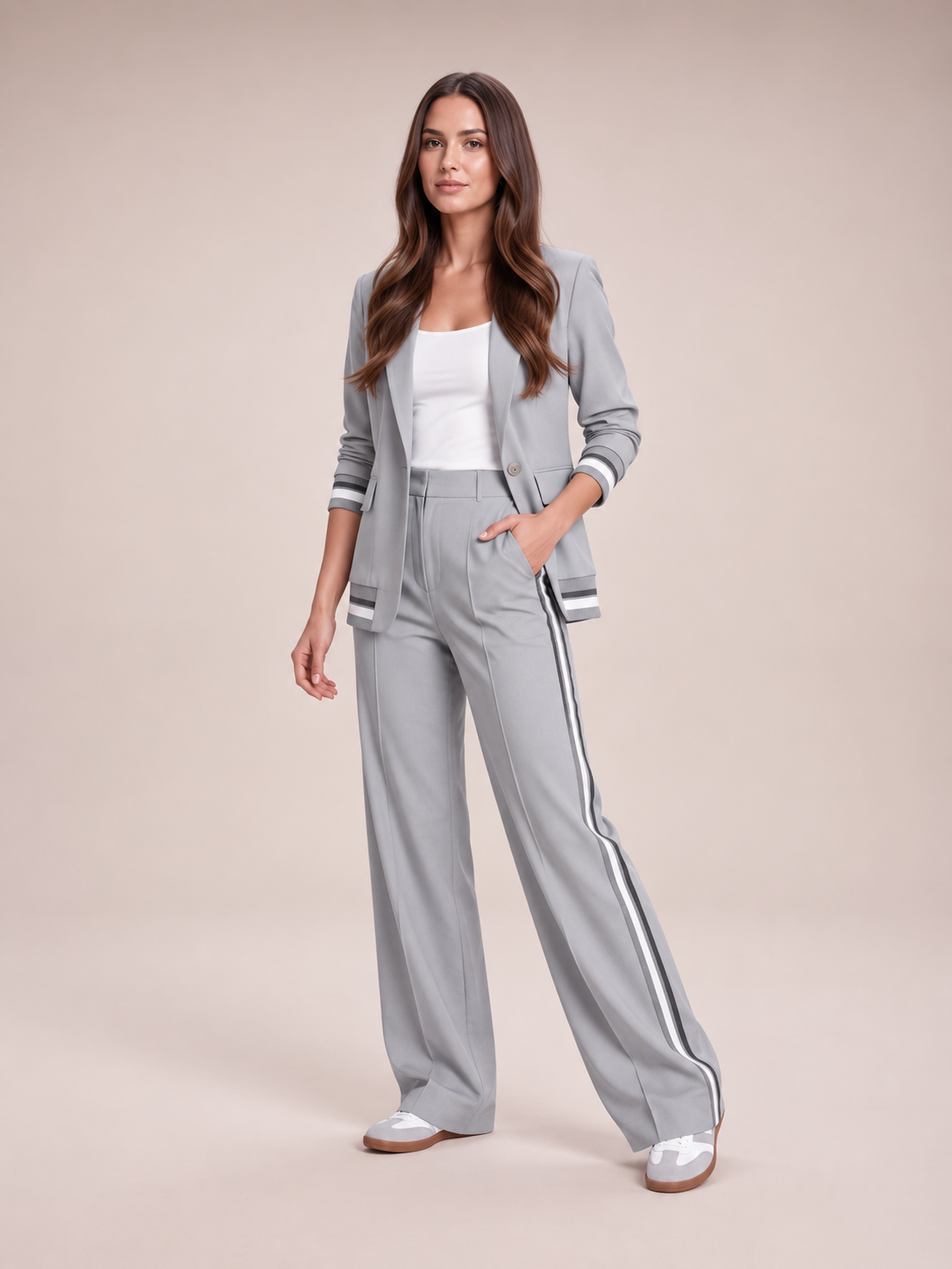 Blazerpak met contrastbiezen voor dames – Selina