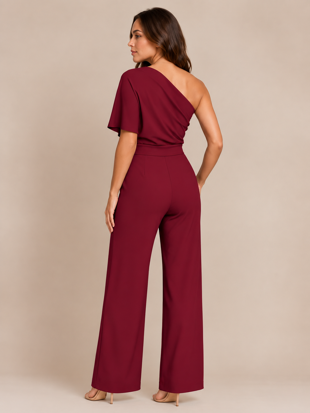 One-shoulder jumpsuit met wijde pijpen voor dames – Giorenna