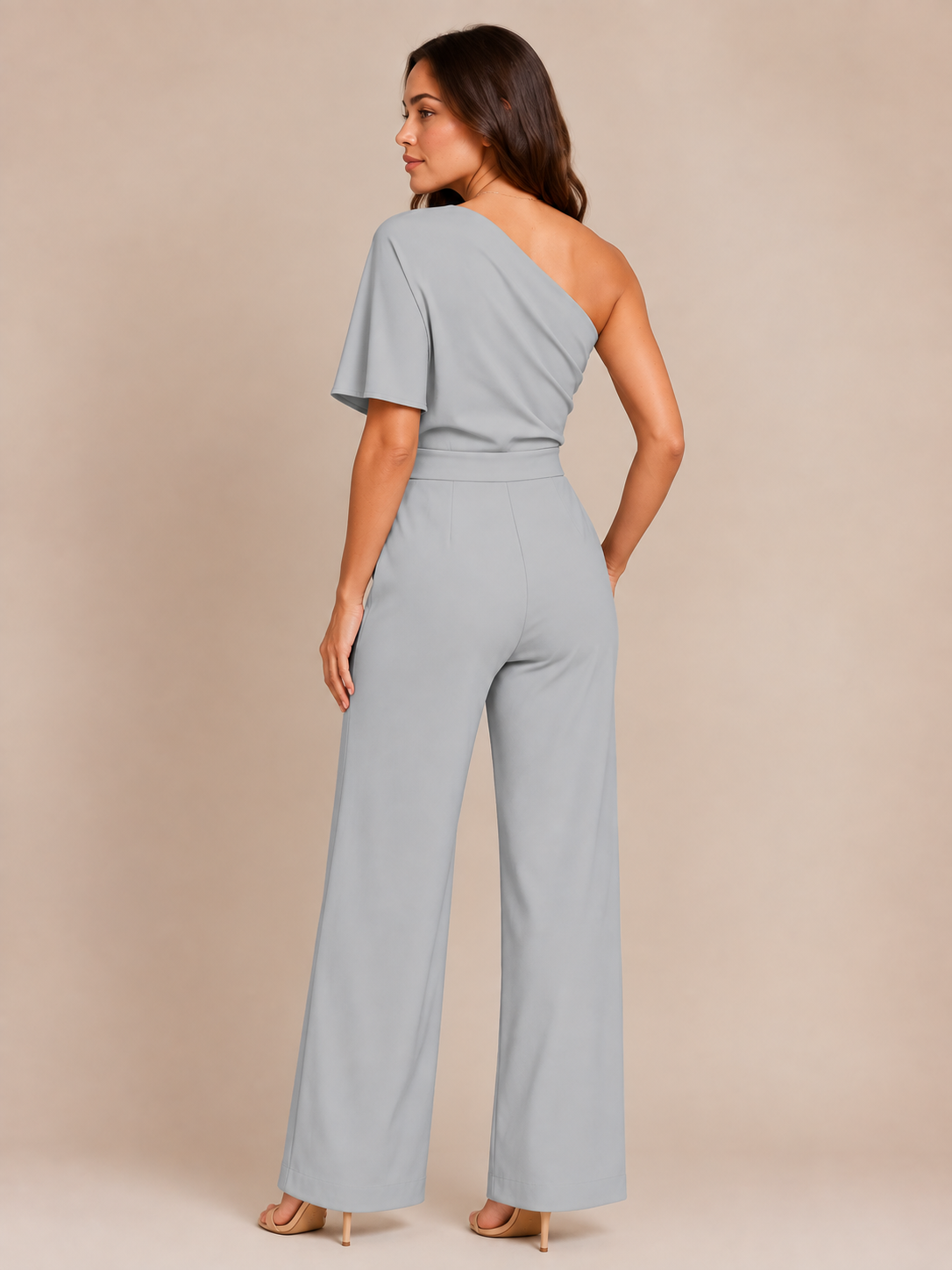 One-shoulder jumpsuit met wijde pijpen voor dames – Giorenna