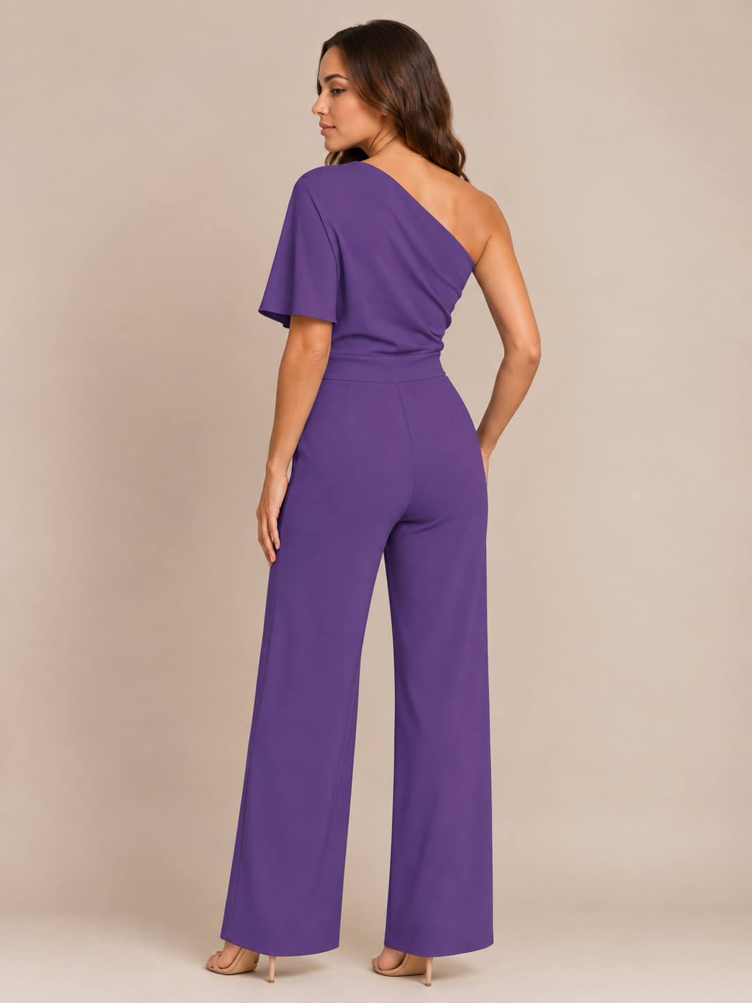 One-shoulder jumpsuit met wijde pijpen voor dames – Giorenna