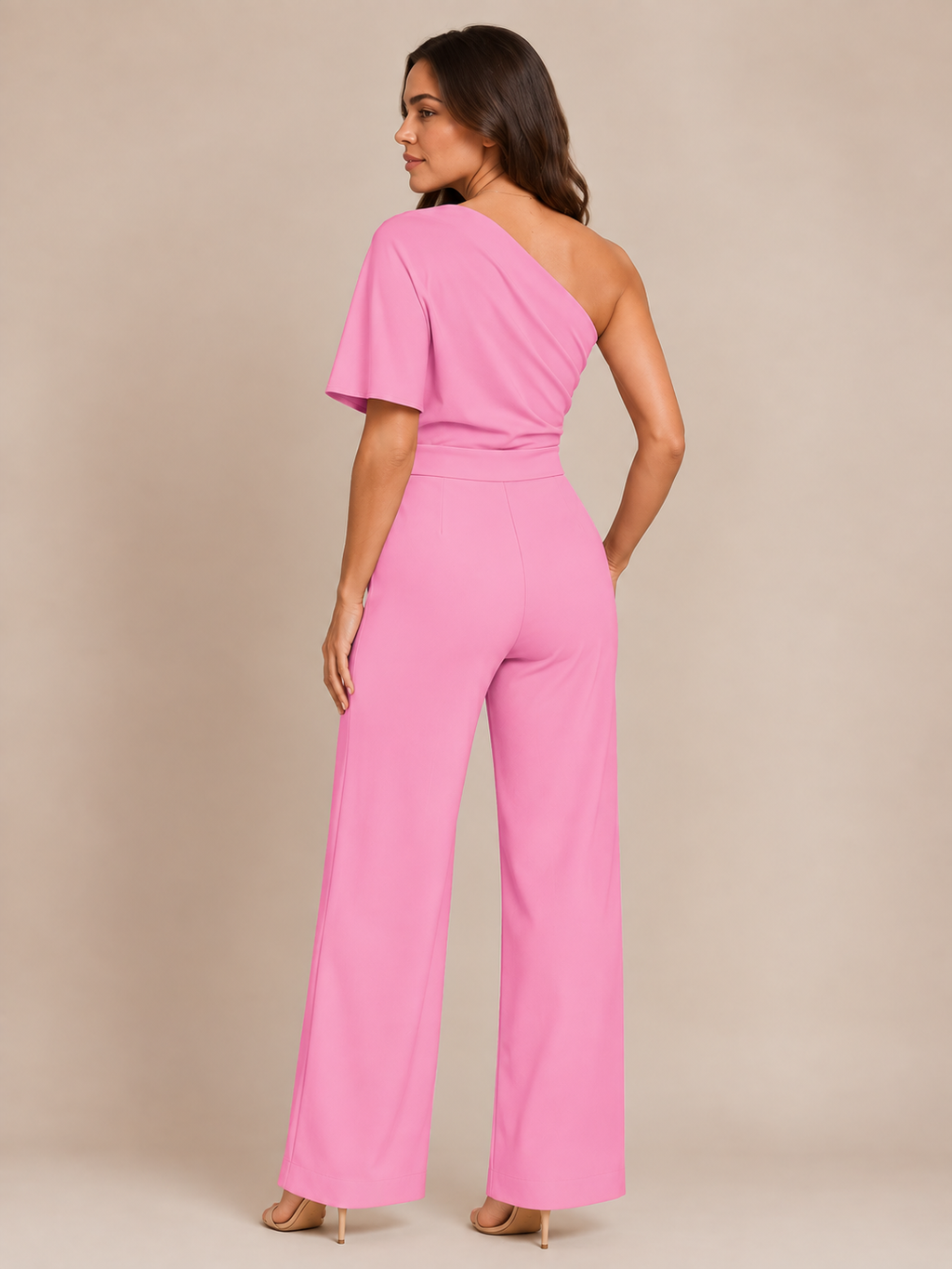 One-shoulder jumpsuit met wijde pijpen voor dames – Giorenna