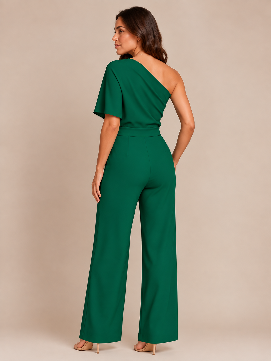 One-shoulder jumpsuit met wijde pijpen voor dames – Giorenna
