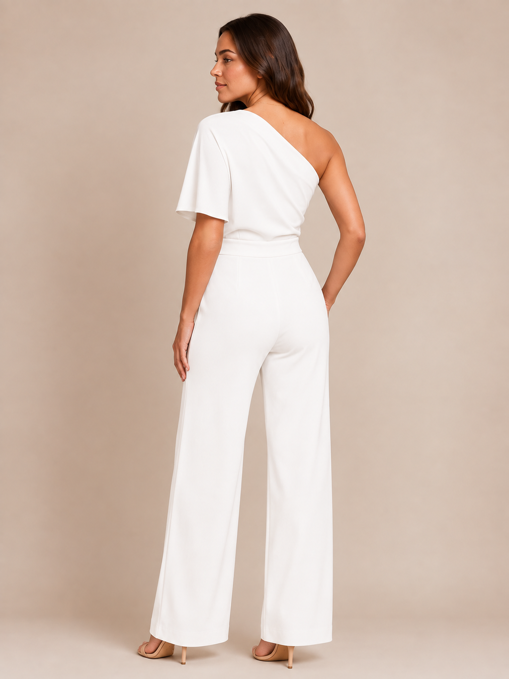 One-shoulder jumpsuit met wijde pijpen voor dames – Giorenna