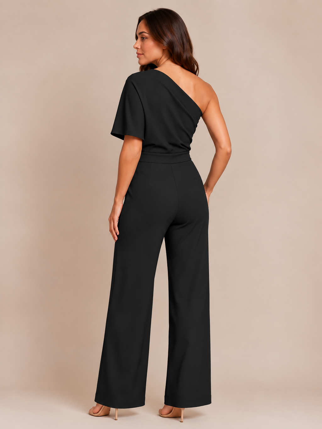 One-shoulder jumpsuit met wijde pijpen voor dames – Giorenna