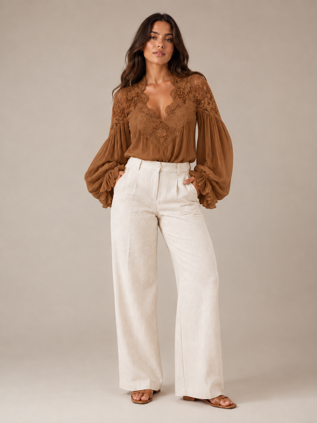 Rosalind Lace-Yoke Blouse - Clara & Vivian