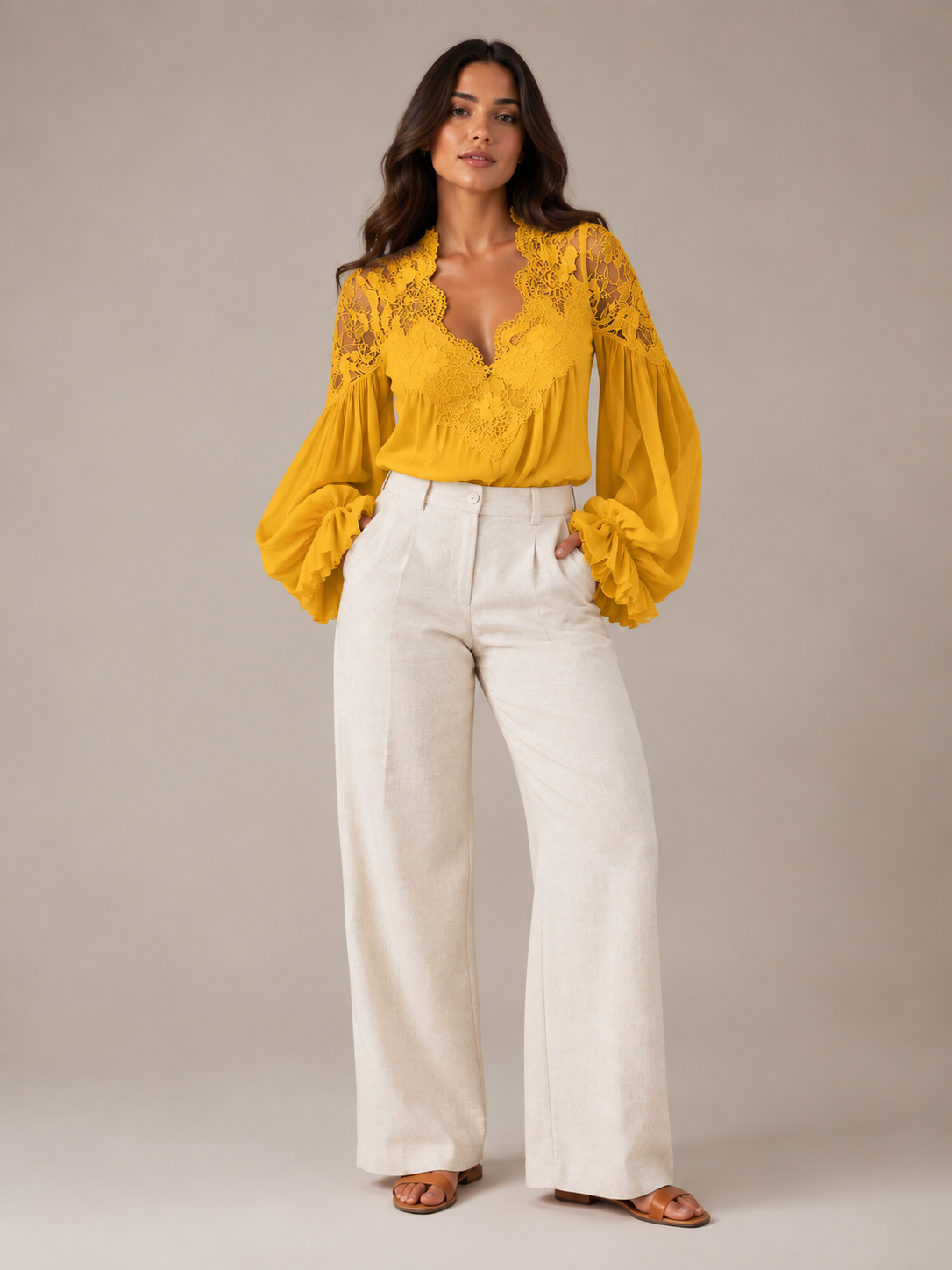 Rosalind Lace-Yoke Blouse - Clara & Vivian
