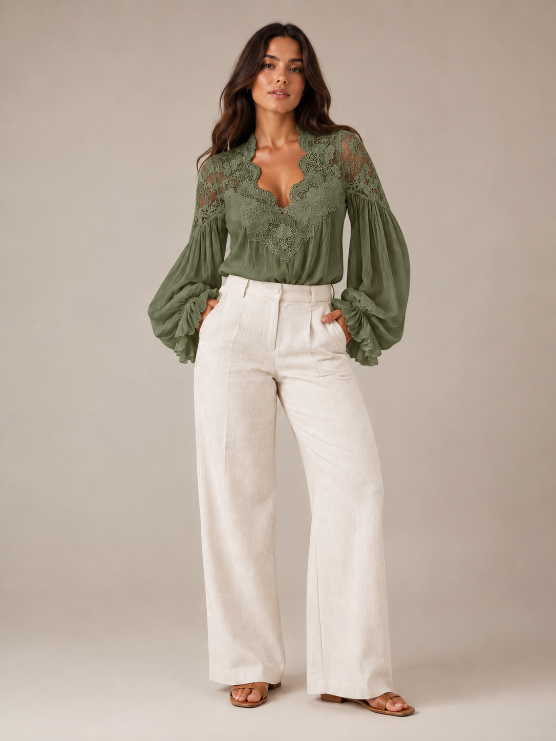 Rosalind Lace-Yoke Blouse - Clara & Vivian