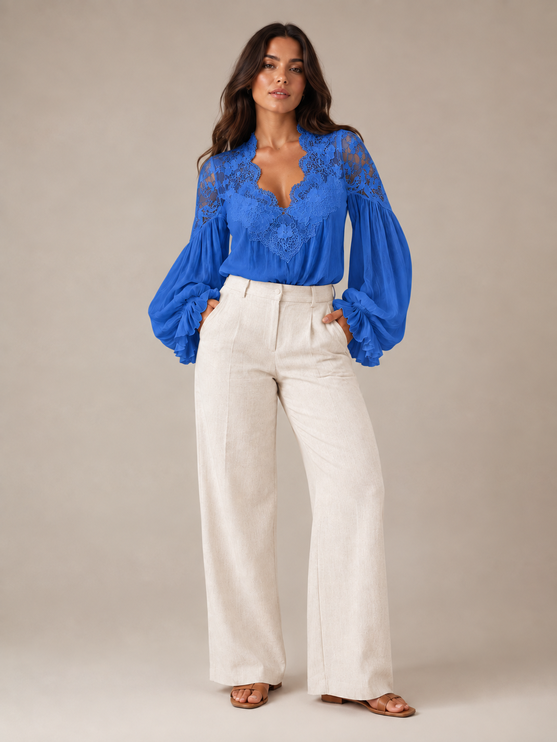 Rosalind Lace-Yoke Blouse - Clara & Vivian