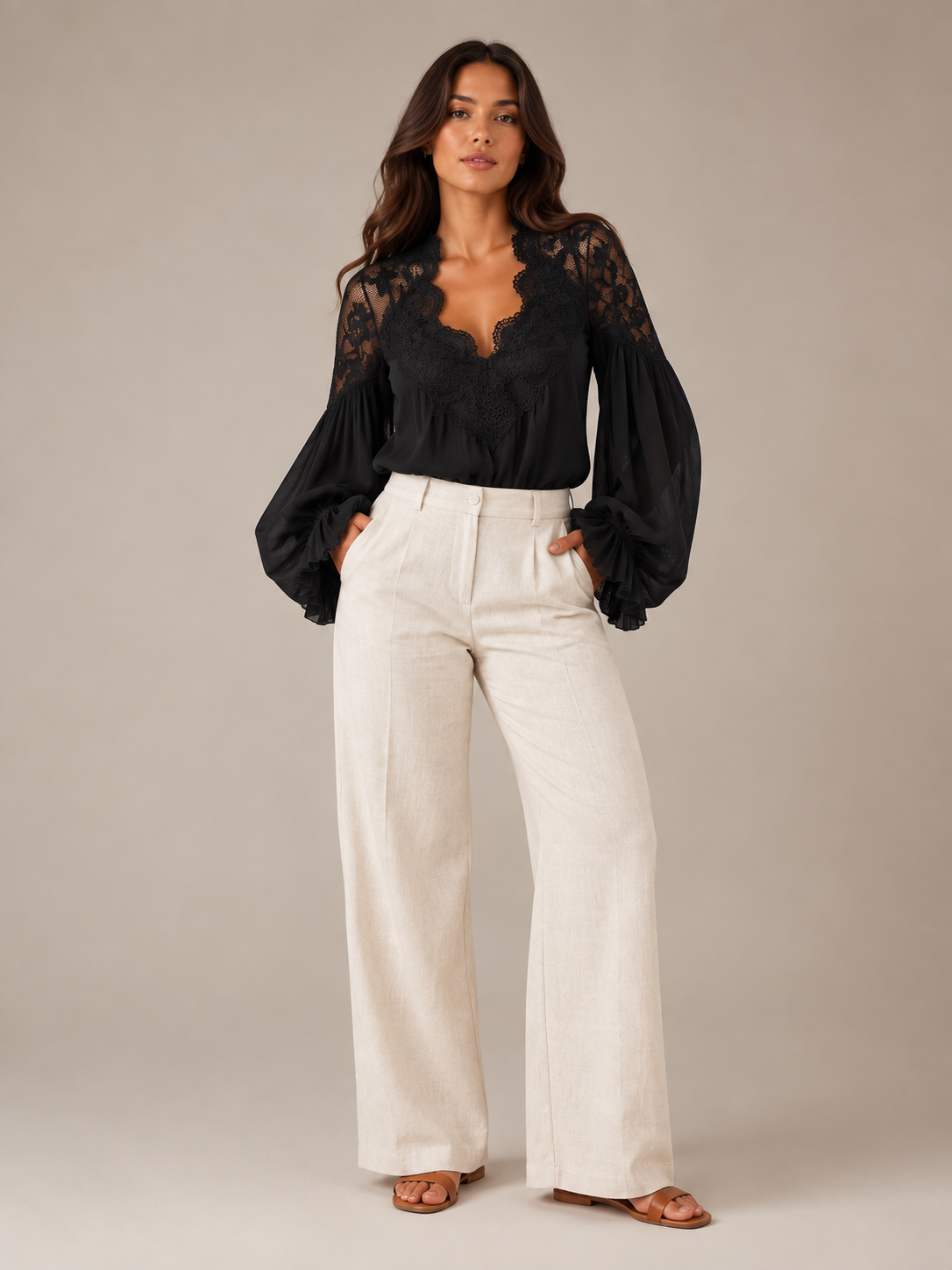 Rosalind Lace-Yoke Blouse - Clara & Vivian