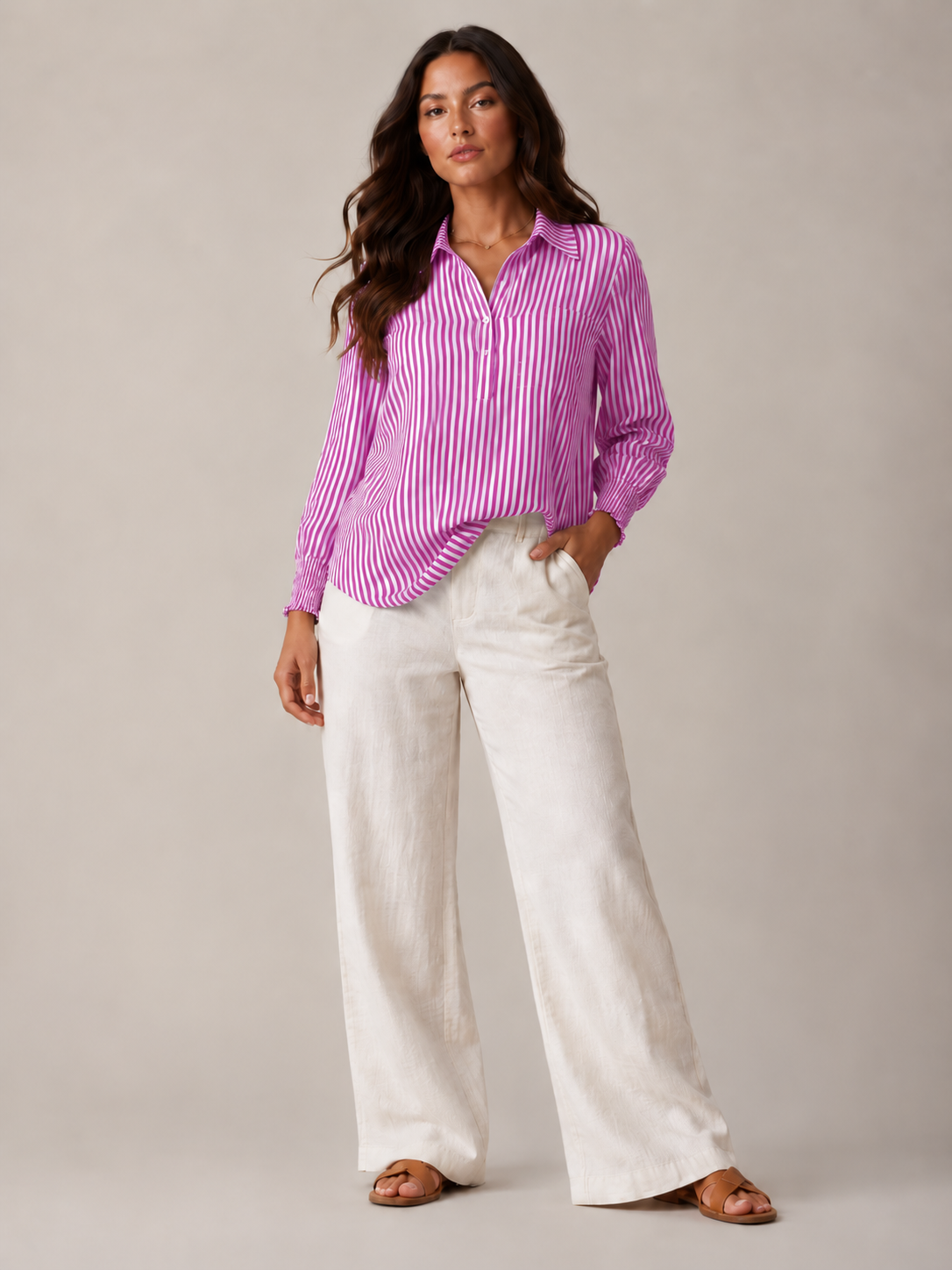 Catherine Timeless Stripe Shirt - Clara & Vivian