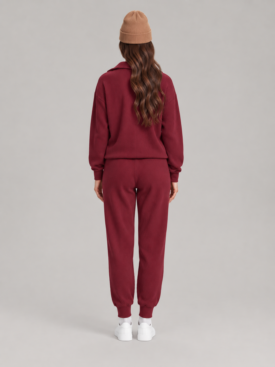 Loungeset met halve rits en jogger voor dames – Sjoukje