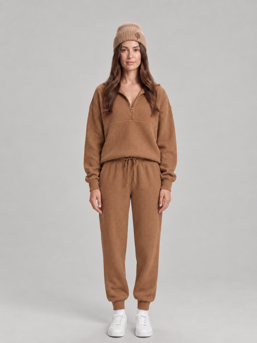 Loungeset met halve rits en jogger voor dames – Sjoukje