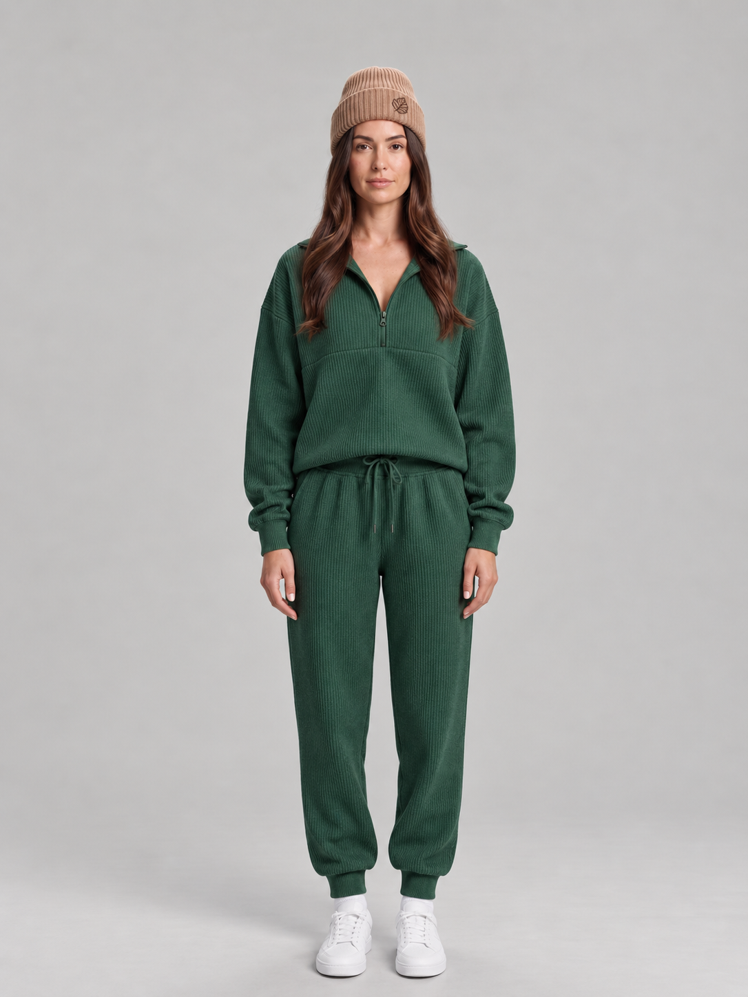 Loungeset met halve rits en jogger voor dames – Sjoukje