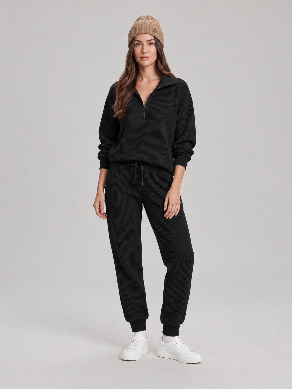 Loungeset met halve rits en jogger voor dames – Sjoukje
