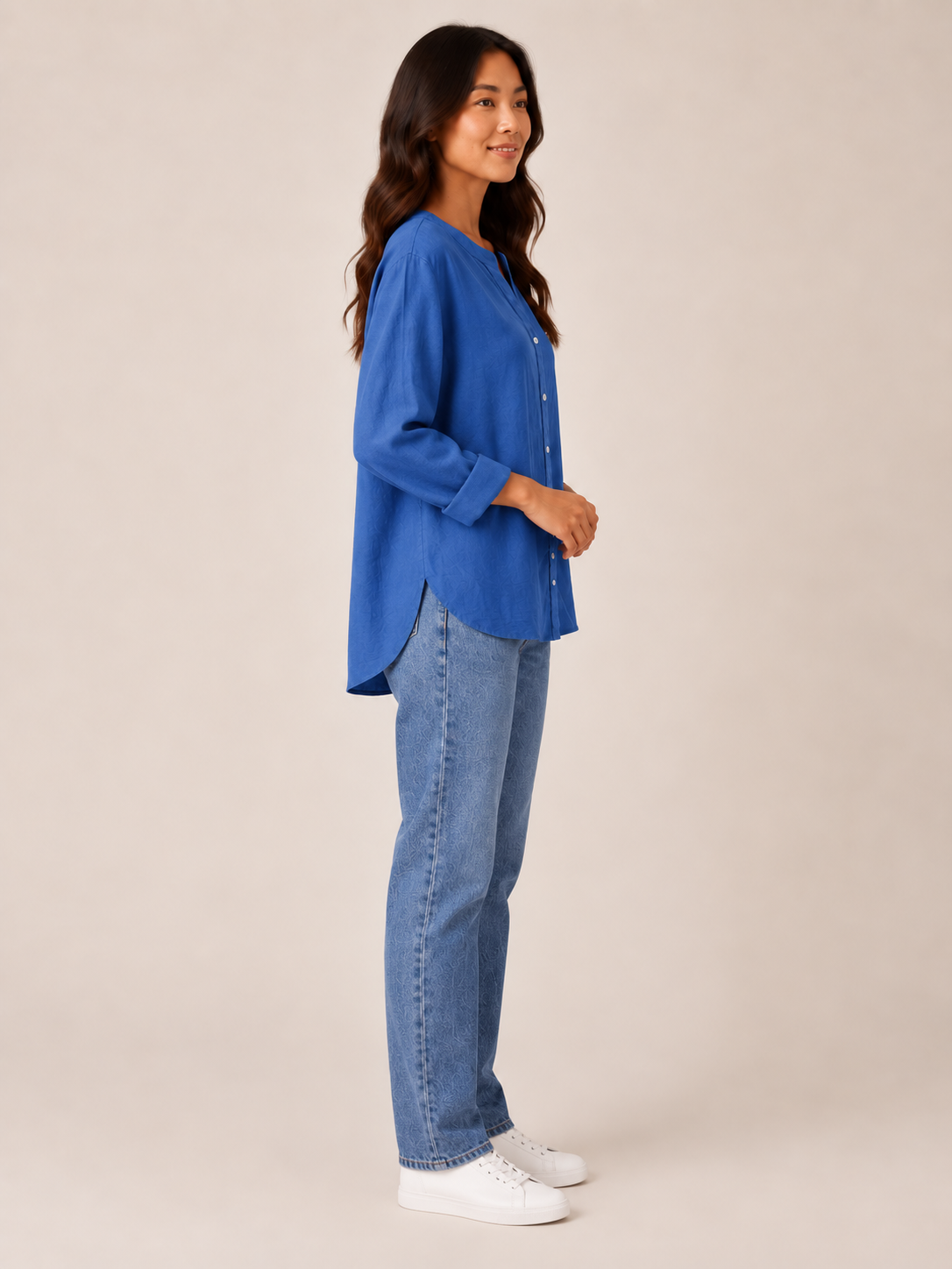 Rebecca Split-Neck Blouse - Clara & Vivian