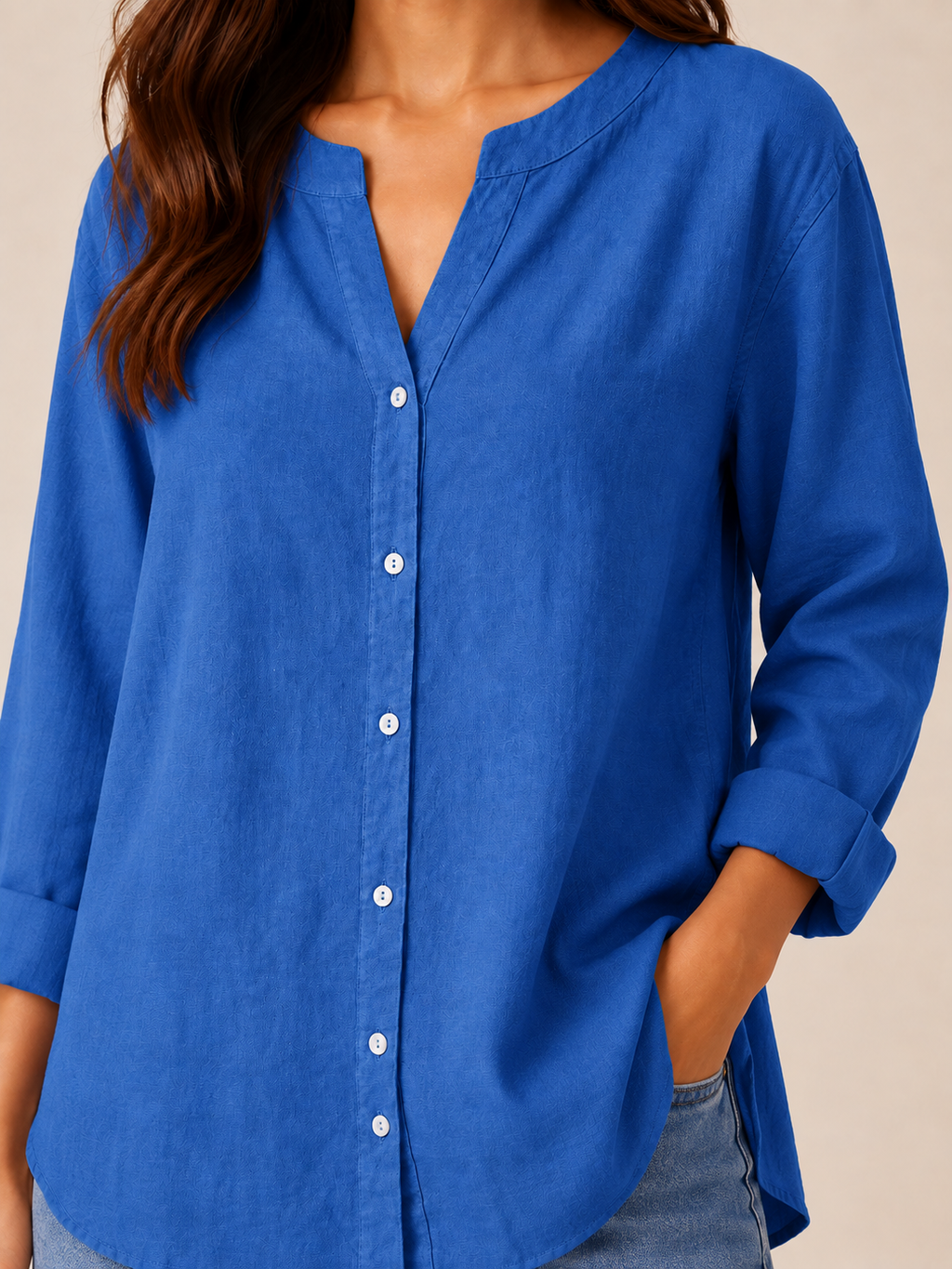 Rebecca Split-Neck Blouse - Clara & Vivian
