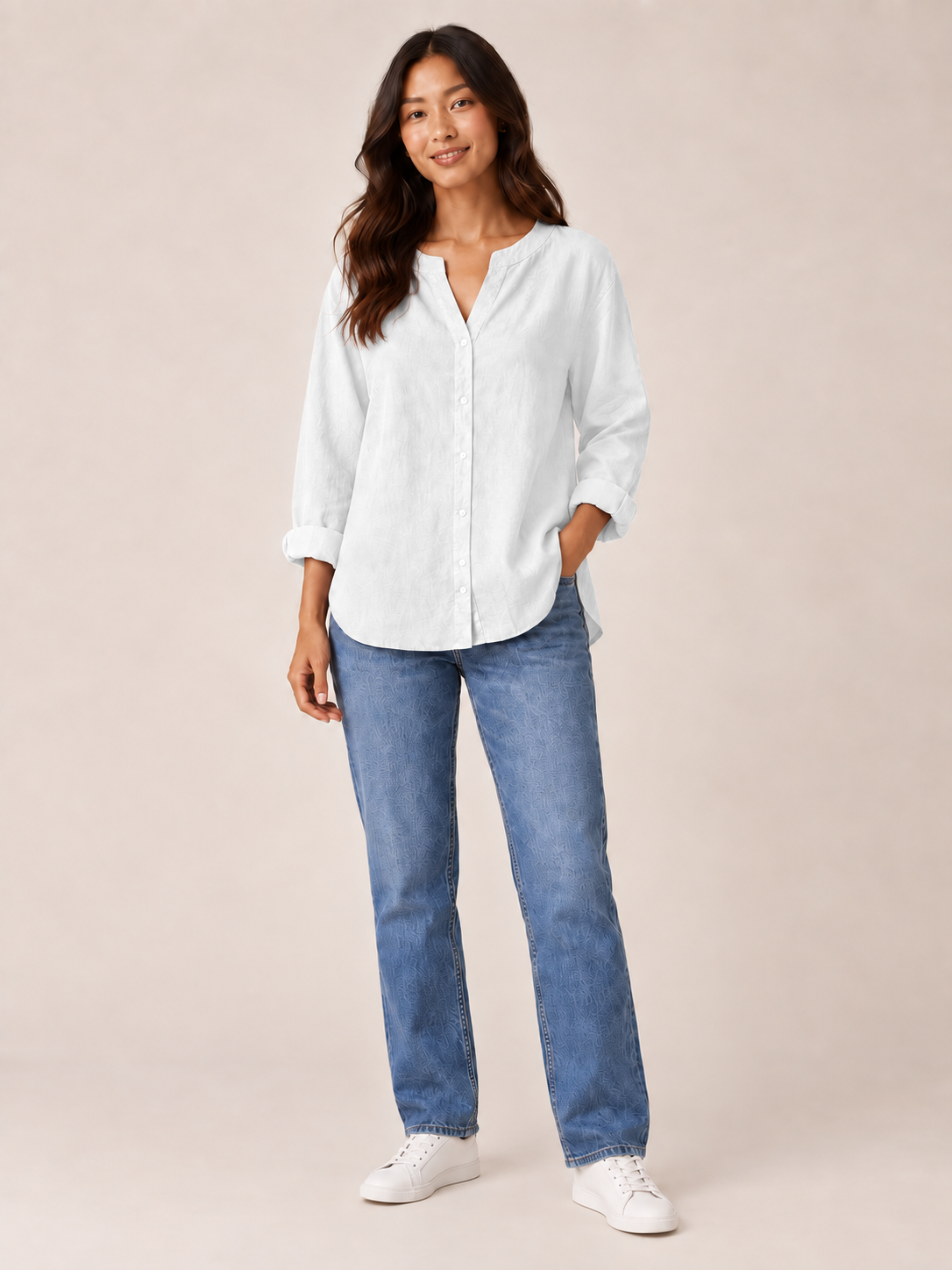 Rebecca Split-Neck Blouse - Clara & Vivian