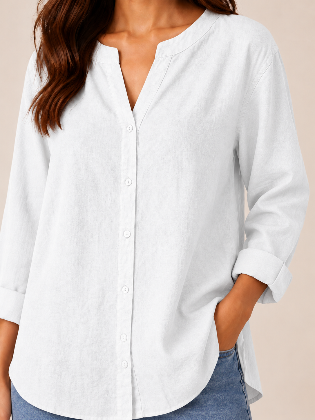 Rebecca Split-Neck Blouse - Clara & Vivian