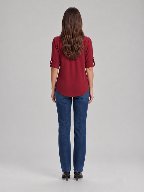 Caroline Zip-Neck Blouse - Clara & Vivian