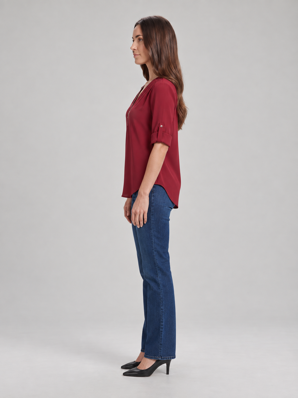 Caroline Zip-Neck Blouse - Clara & Vivian