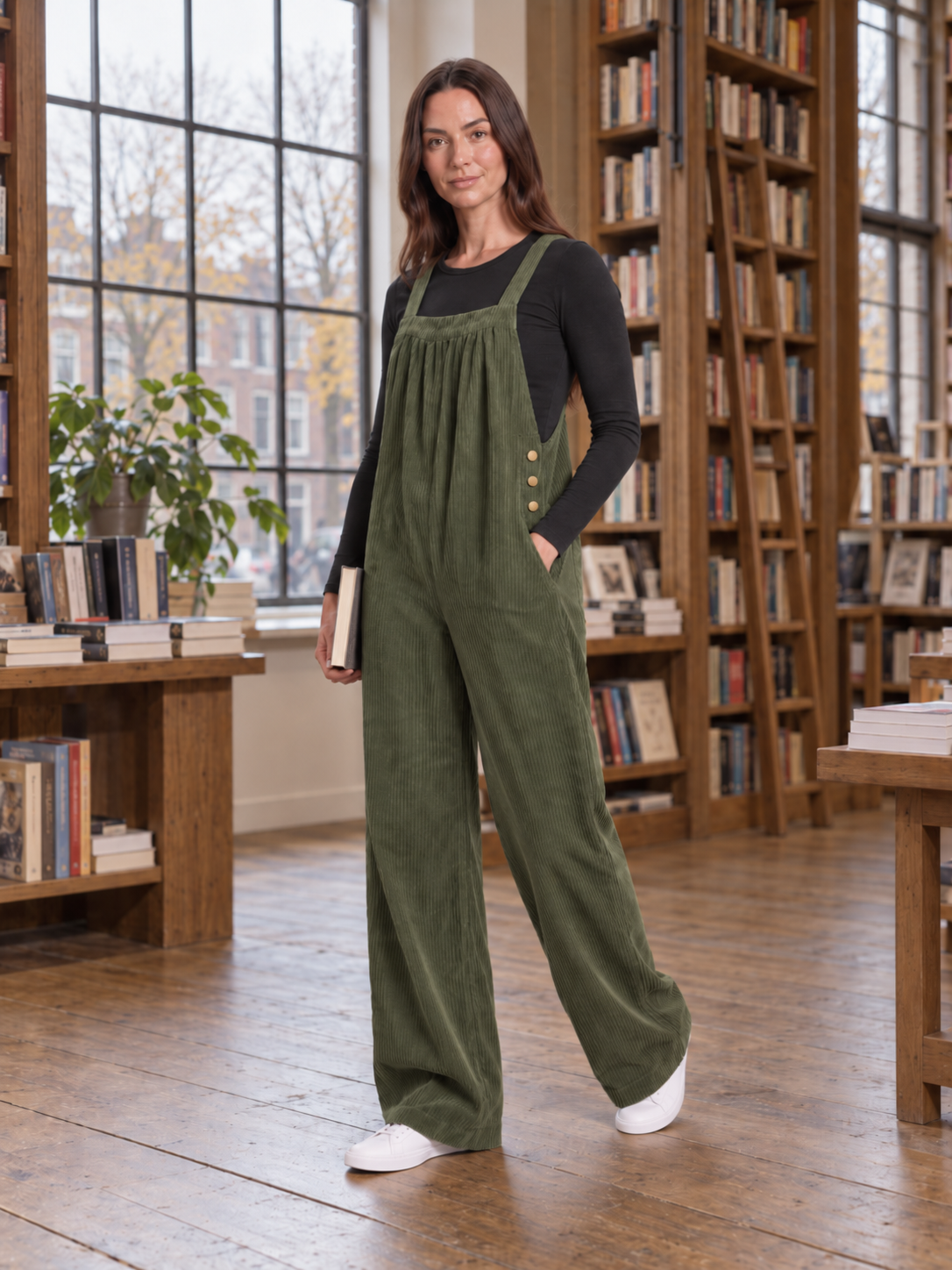 Ruime ribfluwelen tuinbroek voor dames – Wendy